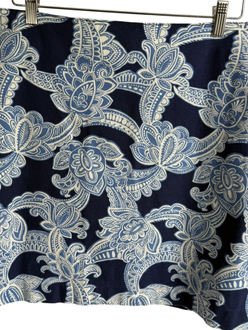 Talbots Navy Blue White Floral Print Pencil Skirt Size 12
